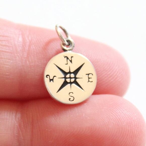 Sterling Silver Tiny Compass Charm - Picture 1 of 4